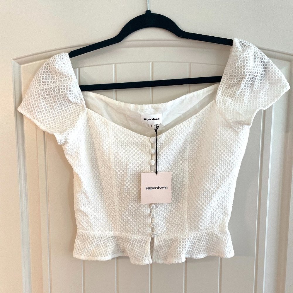 Superdown Small White Crop Blouse
